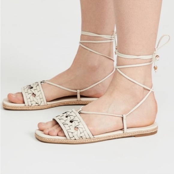 Tory Burch Basket Weave Espadrille Sandals White Cream - Picture 9 of 9